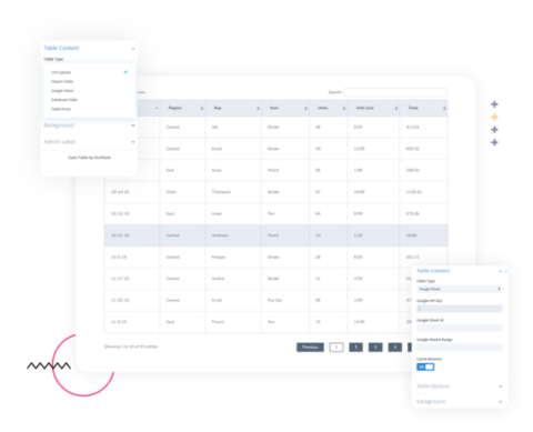 Divi Data Table Module - DiviFlash