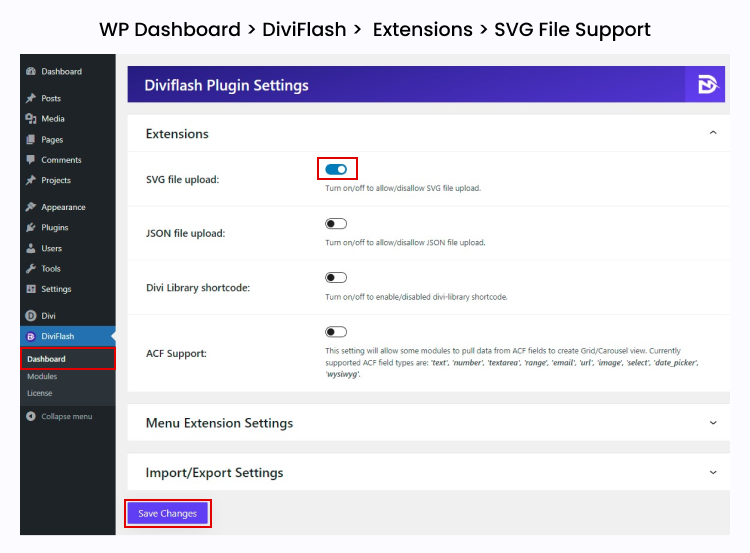Enable SVG File Support in Divi Website