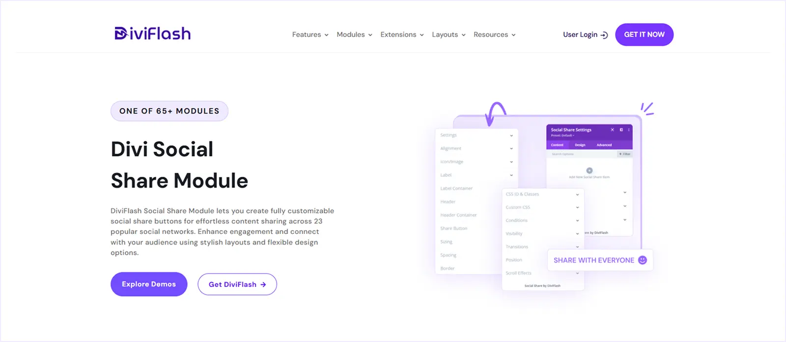 DiviFlash Social Share Module