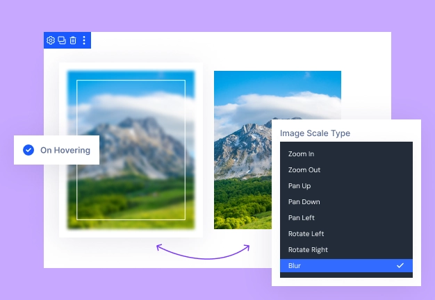 divi-image-hover-animation-effects Divi Image Hover Module with Pan, Zoom, Rotate, and Blur Animation Effects