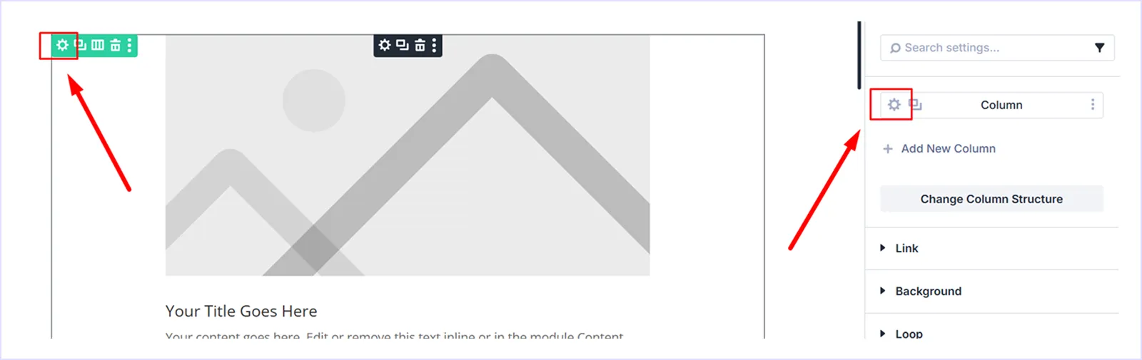 Click on Row settings and then Column settings