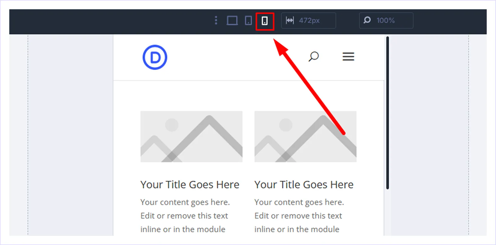 Click the device icon and switch to Phone view