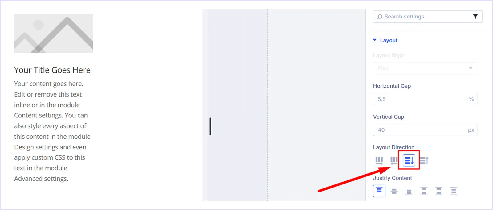Set Layout Direction to Column
