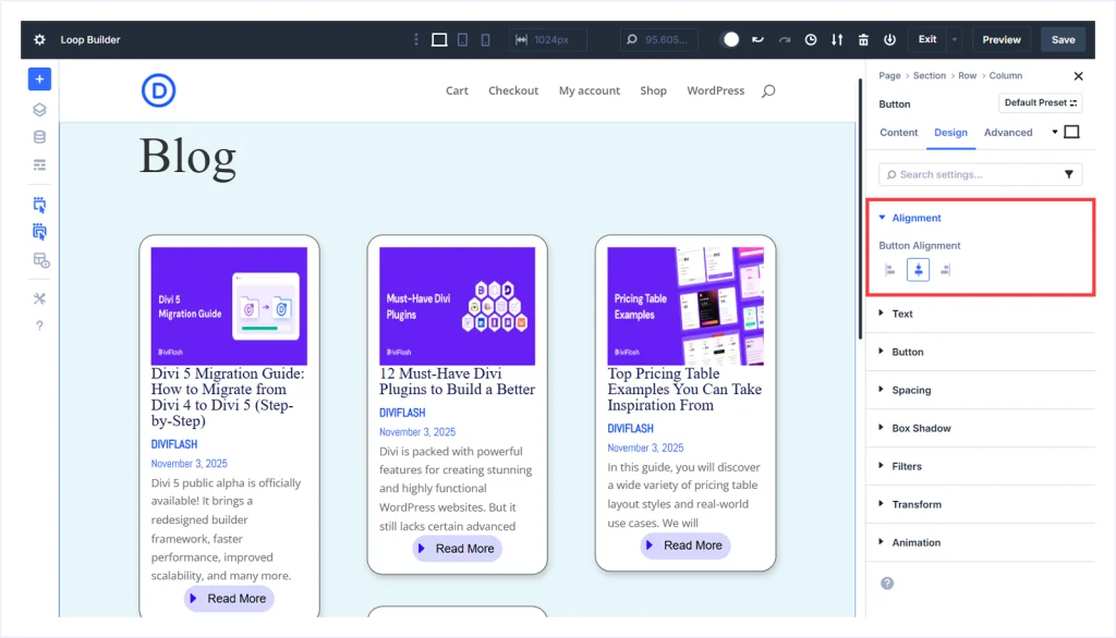 Adjust the Button Alignment