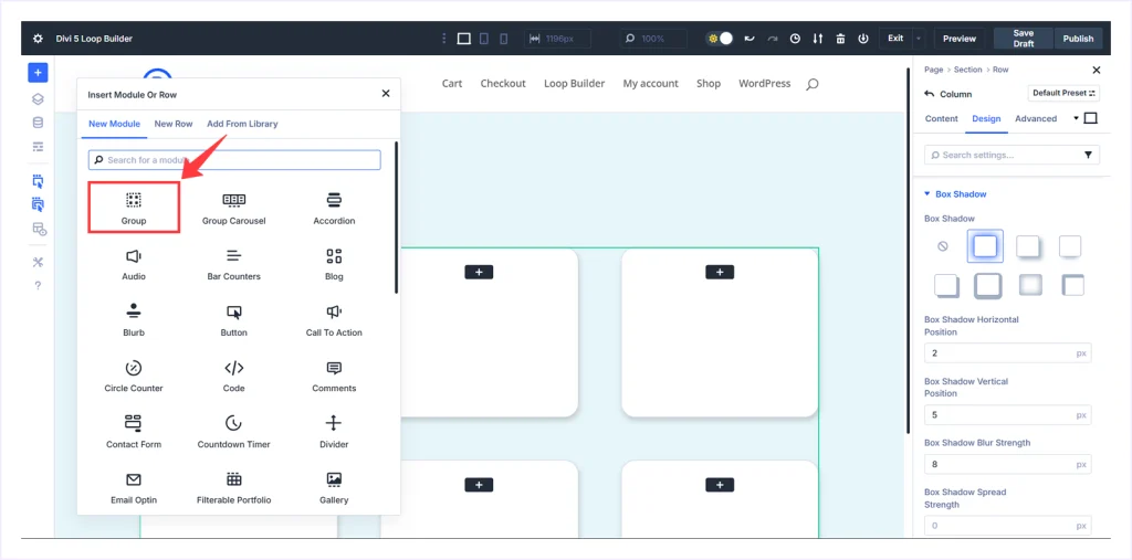 Insert a Group Module