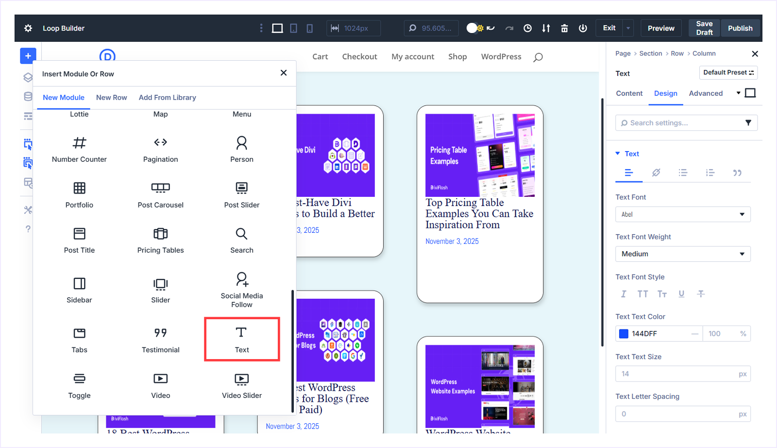 Choose Text Module Again