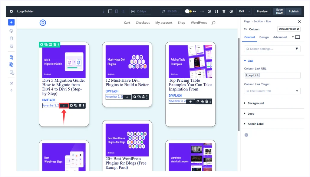 Click Plus Icon below Published Date