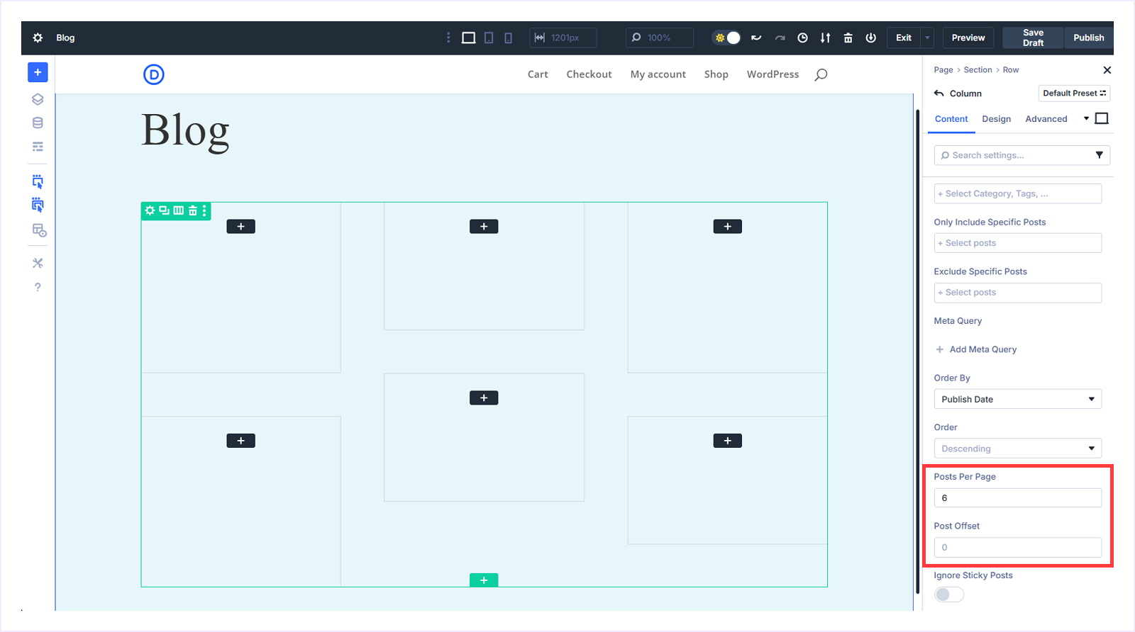 Define the Post per Page