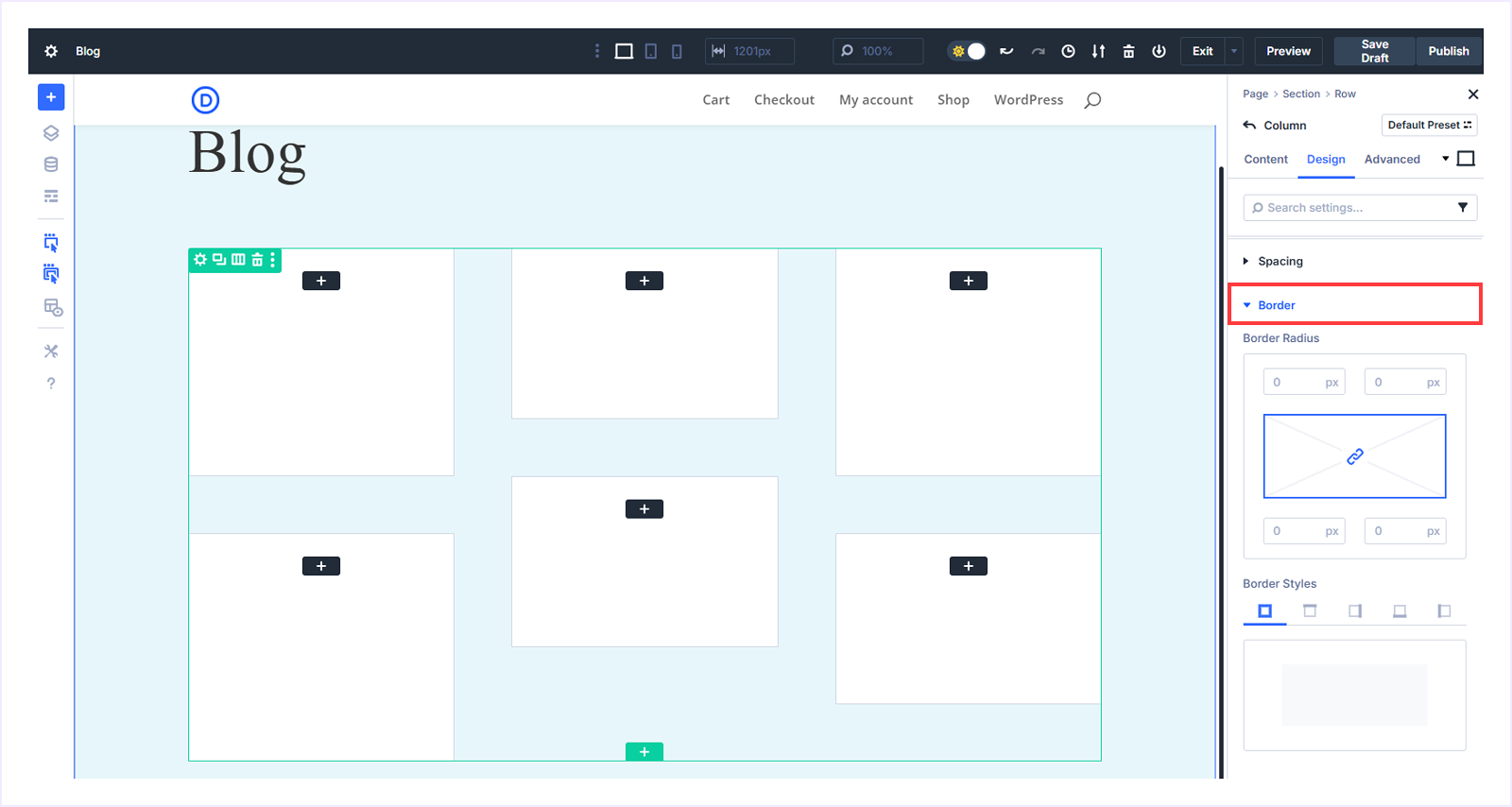 Expand the Border Settings for the Loop items
