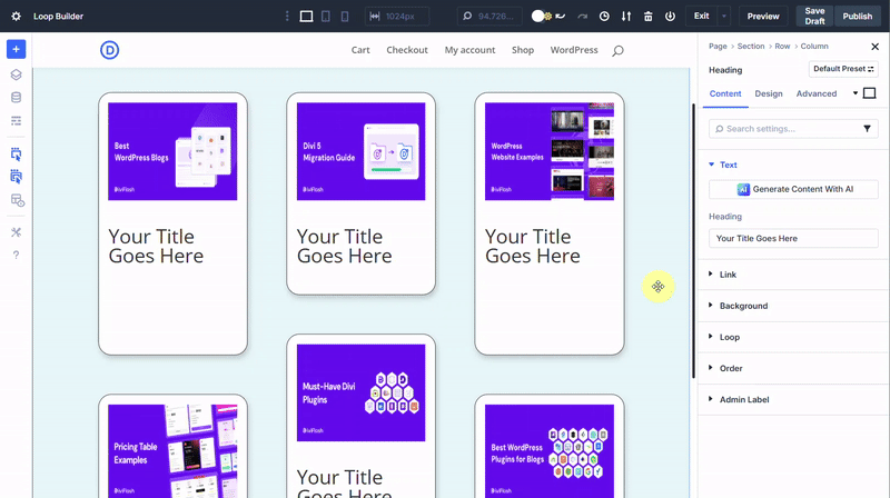 Select Loop Post Title as the Dynamic Content