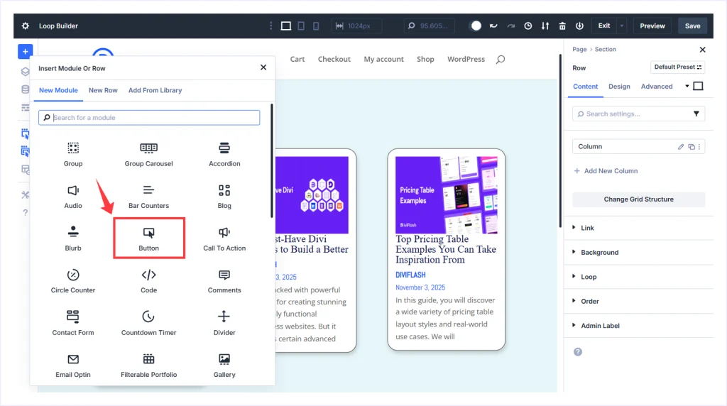 Select the Button Module