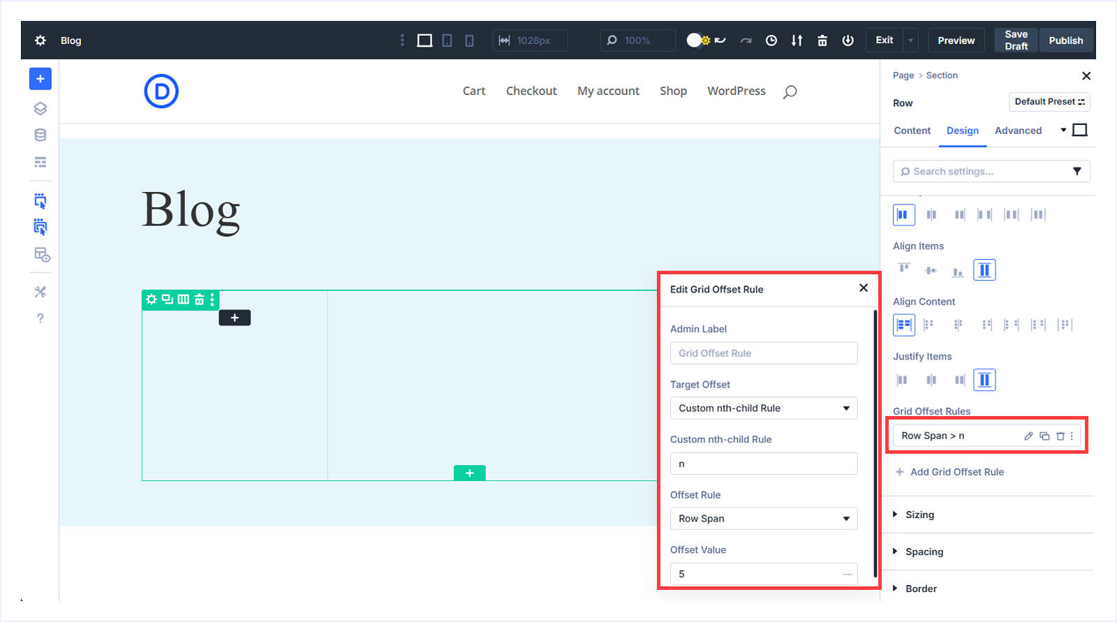 Setting the First Grid Offset Rule by adding values