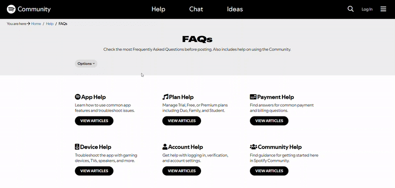 Spotify FAQ Page