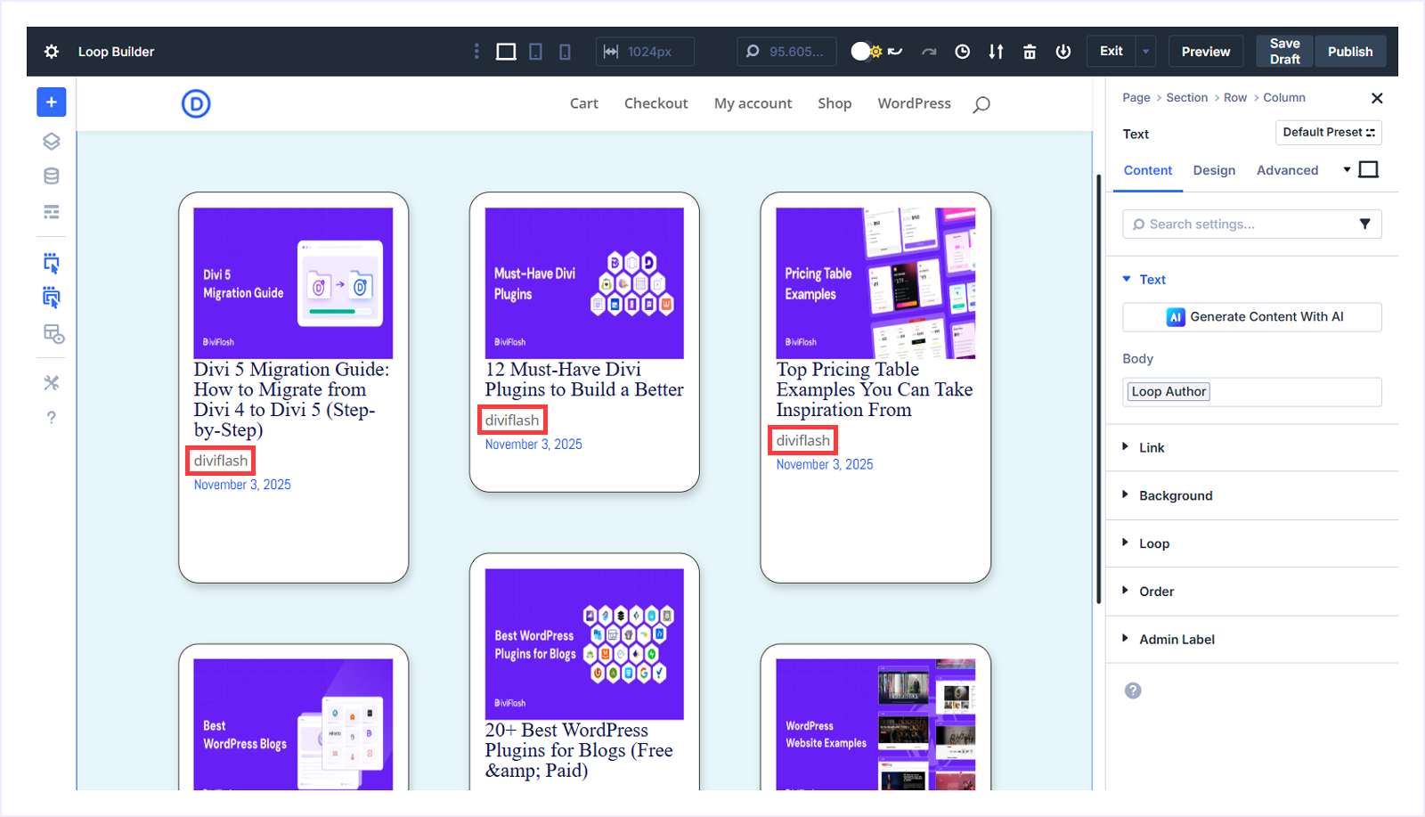 The Post Author now appears before the published date