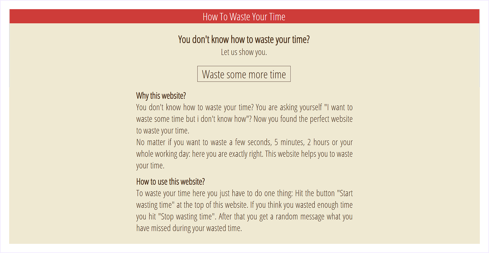 How to Waste Your Time