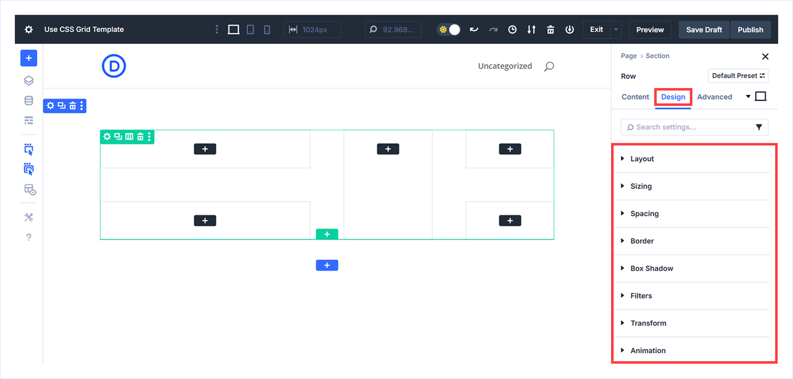 Customizable Properties in Divi 5 CSS Grid