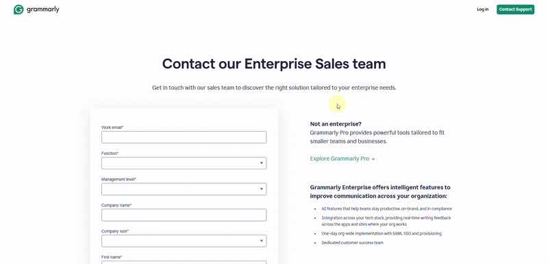 Grammarly Contact Form