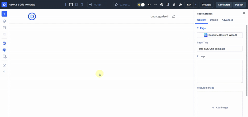 Insert a Divi 5 CSS Grid Layout from Library