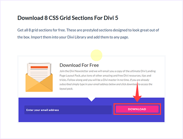 Join Divi Newslaetter to Get Divi 5 CSS Grid Templates