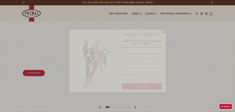 Primal Pet Food Sigup Form