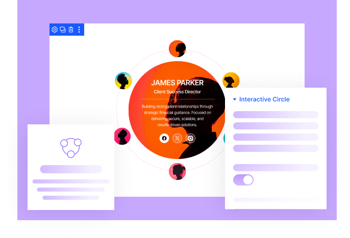 Divi interactive circle module by DiviFlash