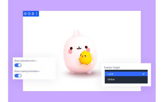 Divi spline module interaction and event trigger settings