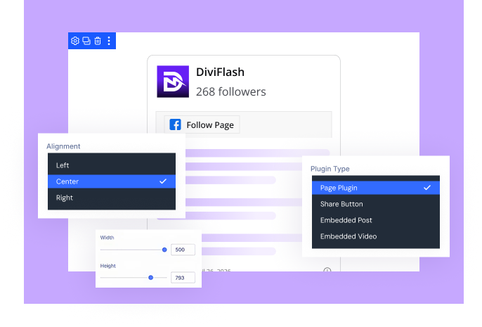 Divi Facebook feed module embed type