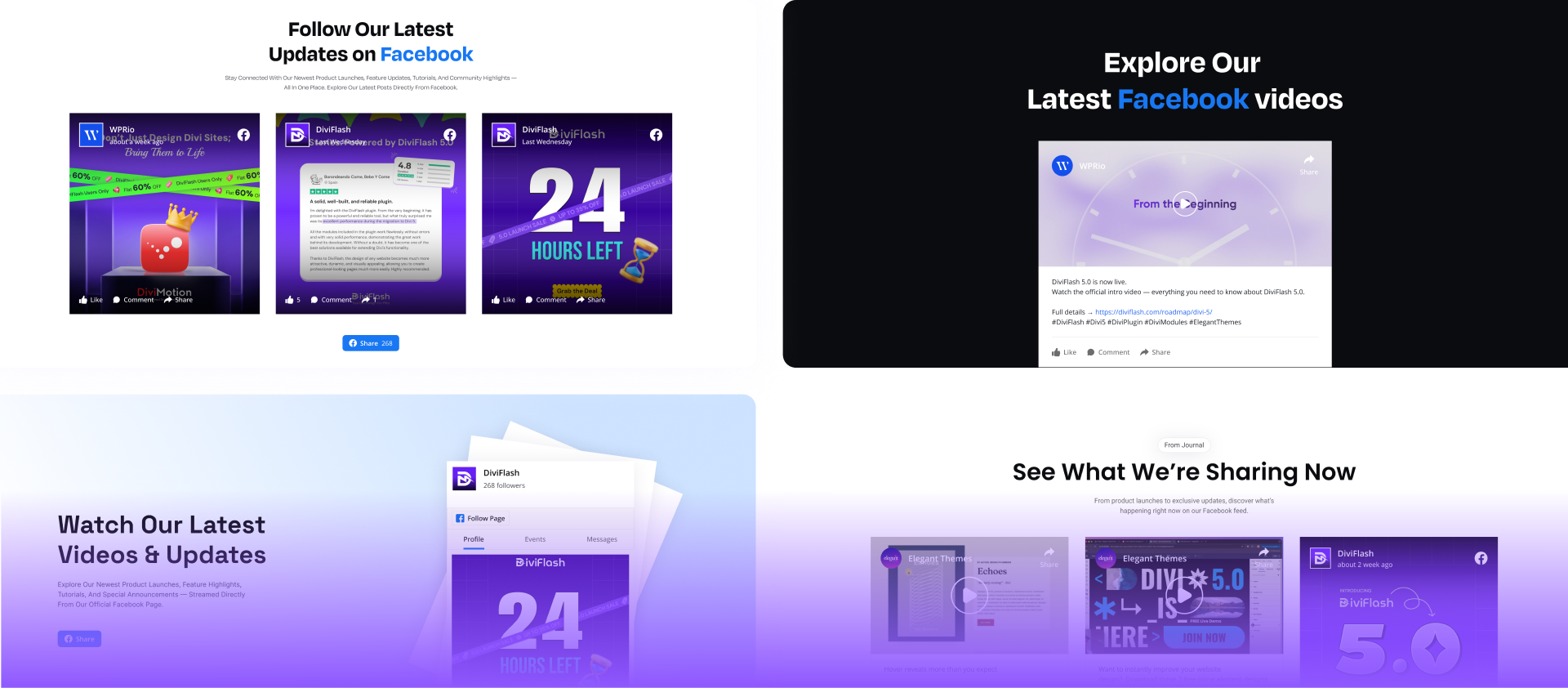Divi Facebook feed layouts