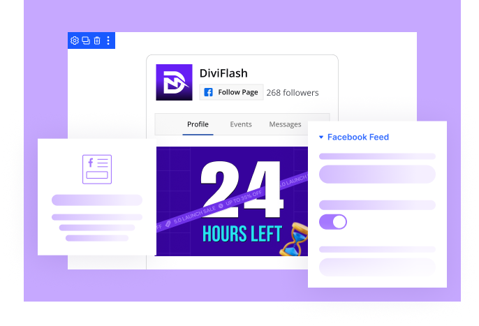 Divi Facebook feed module by DiviFlash 