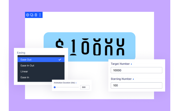 Divi Animated Number Counter Module animation settings