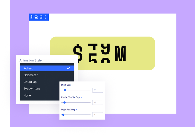 Divi Animated Number Counter Module animation style settings