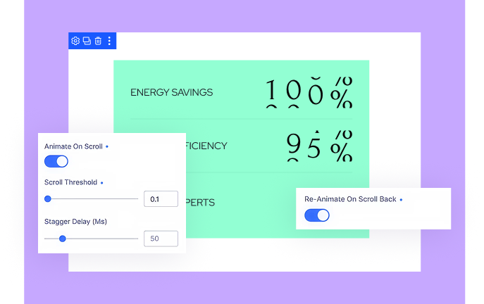 Divi Animated Number Counter Module scroll trigger settings