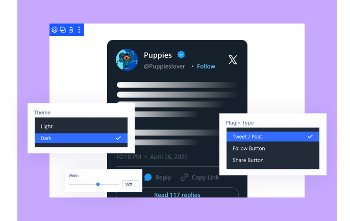 Divi Twitter feed module embed type