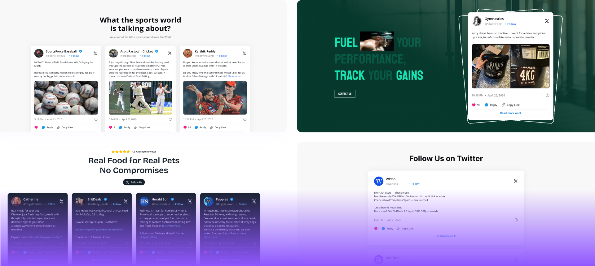 Divi X Twitter Feed layouts