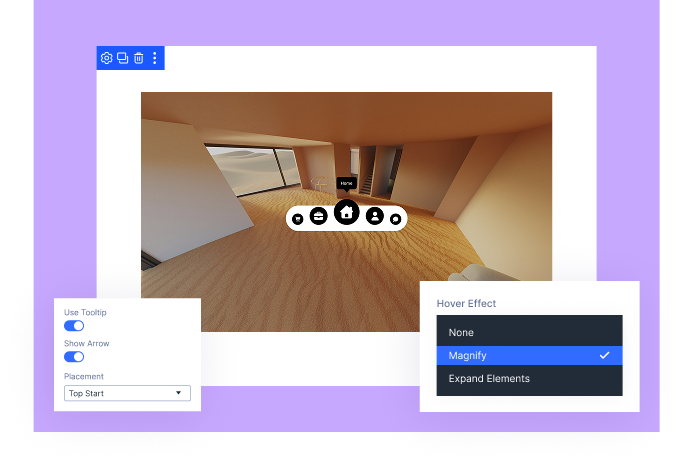 Divi Animated Navigation Dock Hover Magnify Effect