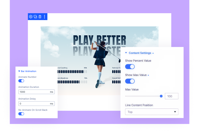 Divi Bar Counter Animated Count and Fill Control