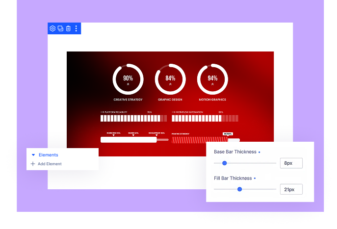 Divi Bar Counter Custom Icon and Style Per Bar