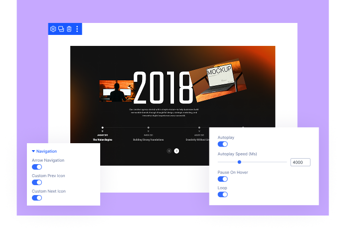 Divi Timeline Tabs Navigation and Autoplay Control