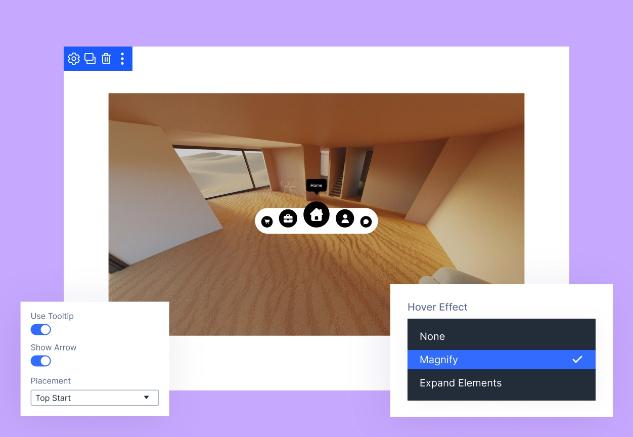 Divi Animated Navigation Dock Hover Magnify Effect