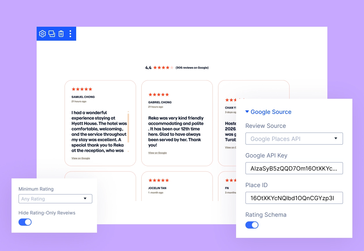 Divi Google Reviews Module Google Source and Rating Schema Settings