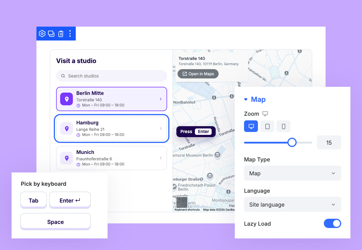 Advanced Divi Map Module Phone View With the List Below the Map