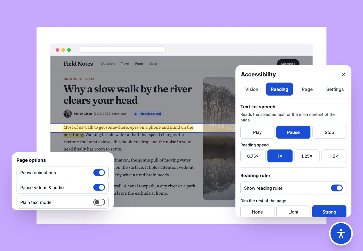 Divi Accessibility Toolbar Text-to-Speech, Reading Ruler, and Screen Mask