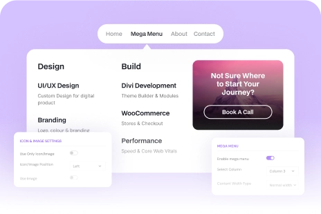 Divi Mega, Vertical, and Off-Canvas Menu by DiviFlash
