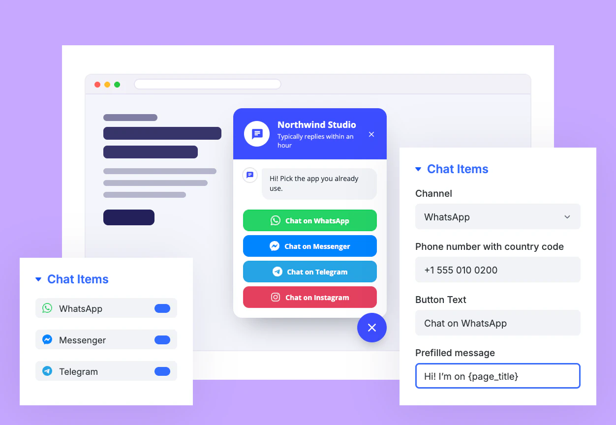 divi-social-chat-messaging-channels Divi Social Chat Box With WhatsApp, Messenger, Telegram, and Instagram Buttons